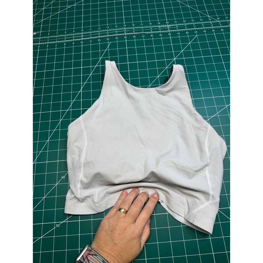 Lululemon High Neck Racerback Crop Tank Top with Shelf Bra Light Gray Womens